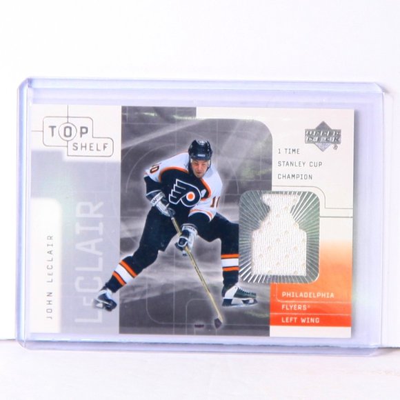 John Leclair Game-Used Jersey Trading Hockey Card Philadelphia Flyers 2001 JL - Picture 1 of 2
